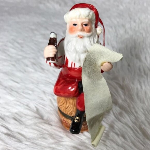 NWOT Vintage Coca-Cola Sitting Santa w/List Ornament Keepsake Box - Picture 2 of 13